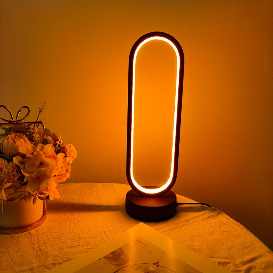 Elegant Oval USB Table Lamp – 3-Color Dimmable LED