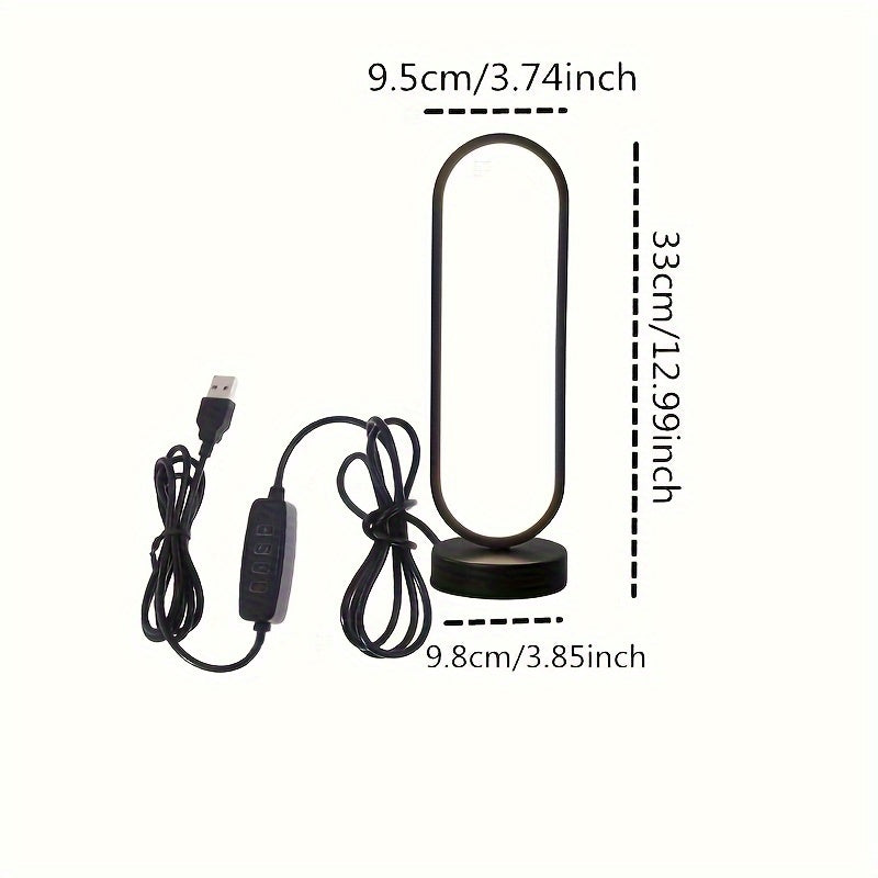 Elegant Oval USB Table Lamp – 3-Color Dimmable LED