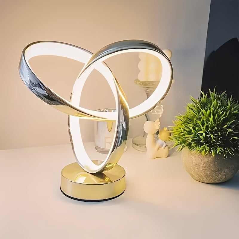 Modern Aluminum Art LED Desk Lamp – 3-Color Dimmable