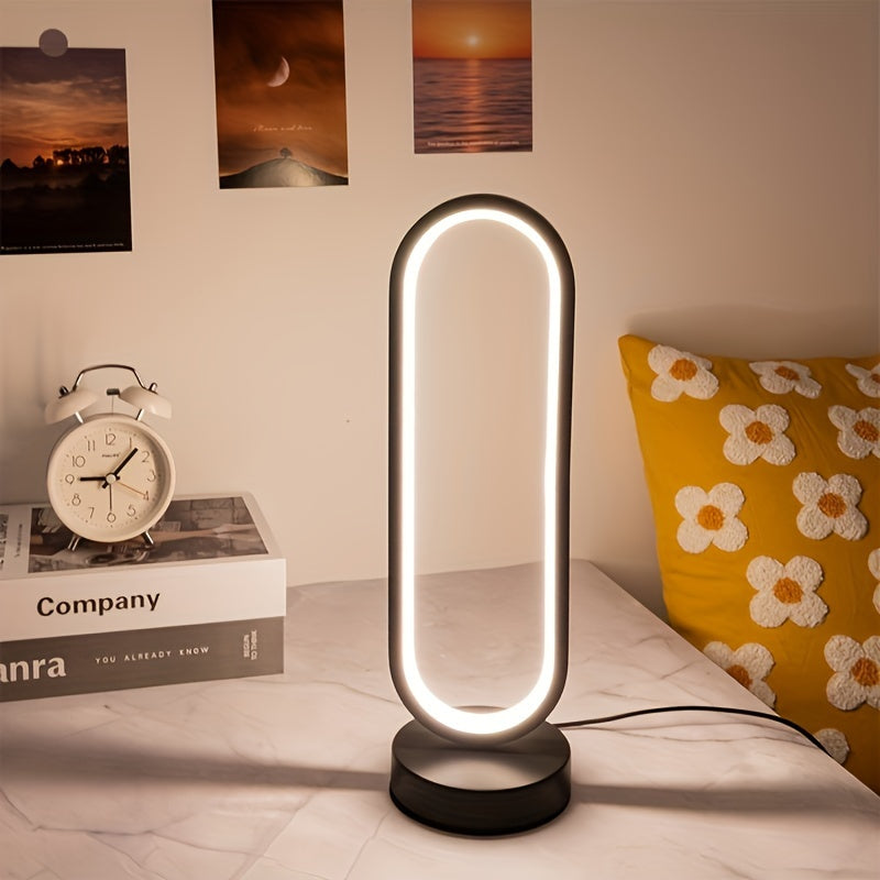 Elegant Oval USB Table Lamp – 3-Color Dimmable LED