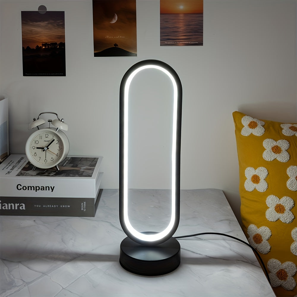Elegant Oval USB Table Lamp – 3-Color Dimmable LED