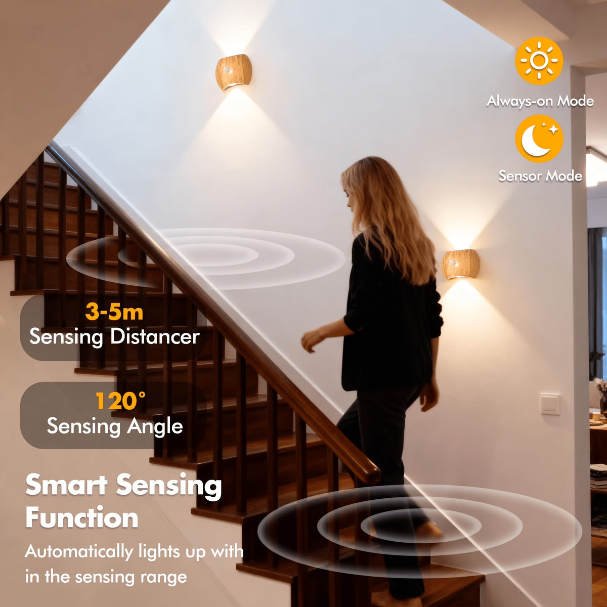 Rechargeable 3 Colors Wireless Up And Down Wall Mount Light