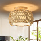 Boho Rattan Flush Mount - Ceiling Lights 12.6 Inch