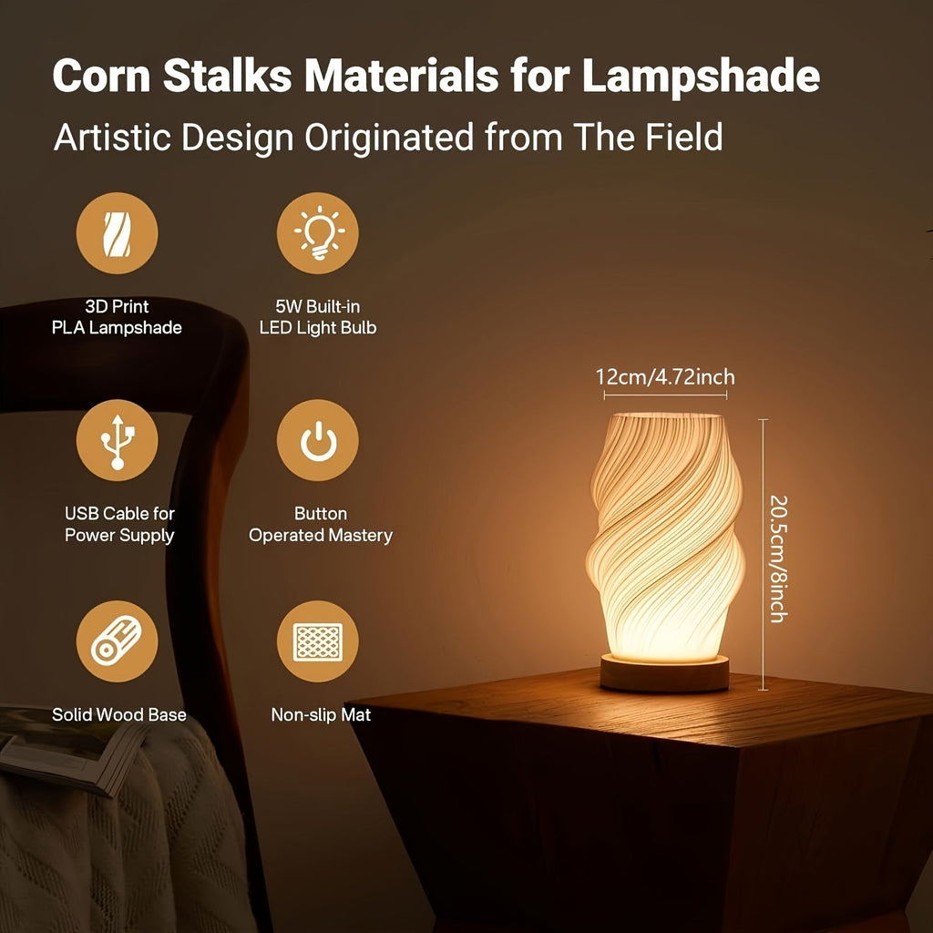 Wooden Base Decorative Table Lamp for Home Bedroom Living Room