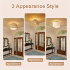 Boho Rattan Flush Mount - Ceiling Lights 12.6 Inch