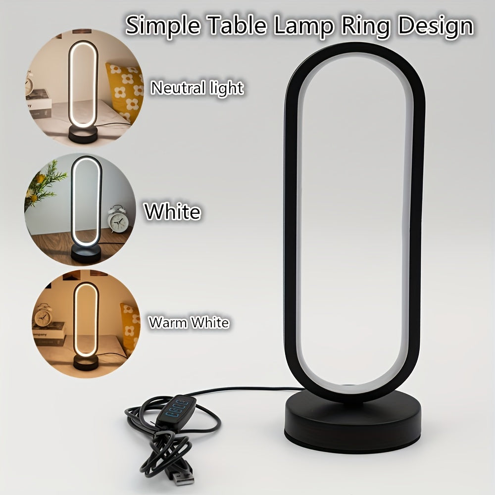 Elegant Oval USB Table Lamp – 3-Color Dimmable LED