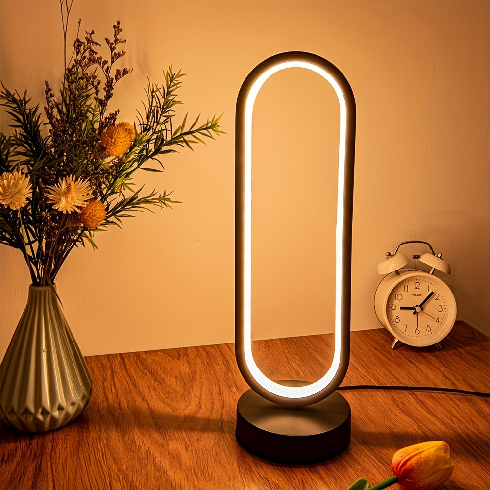 Elegant Oval USB Table Lamp – 3-Color Dimmable LED