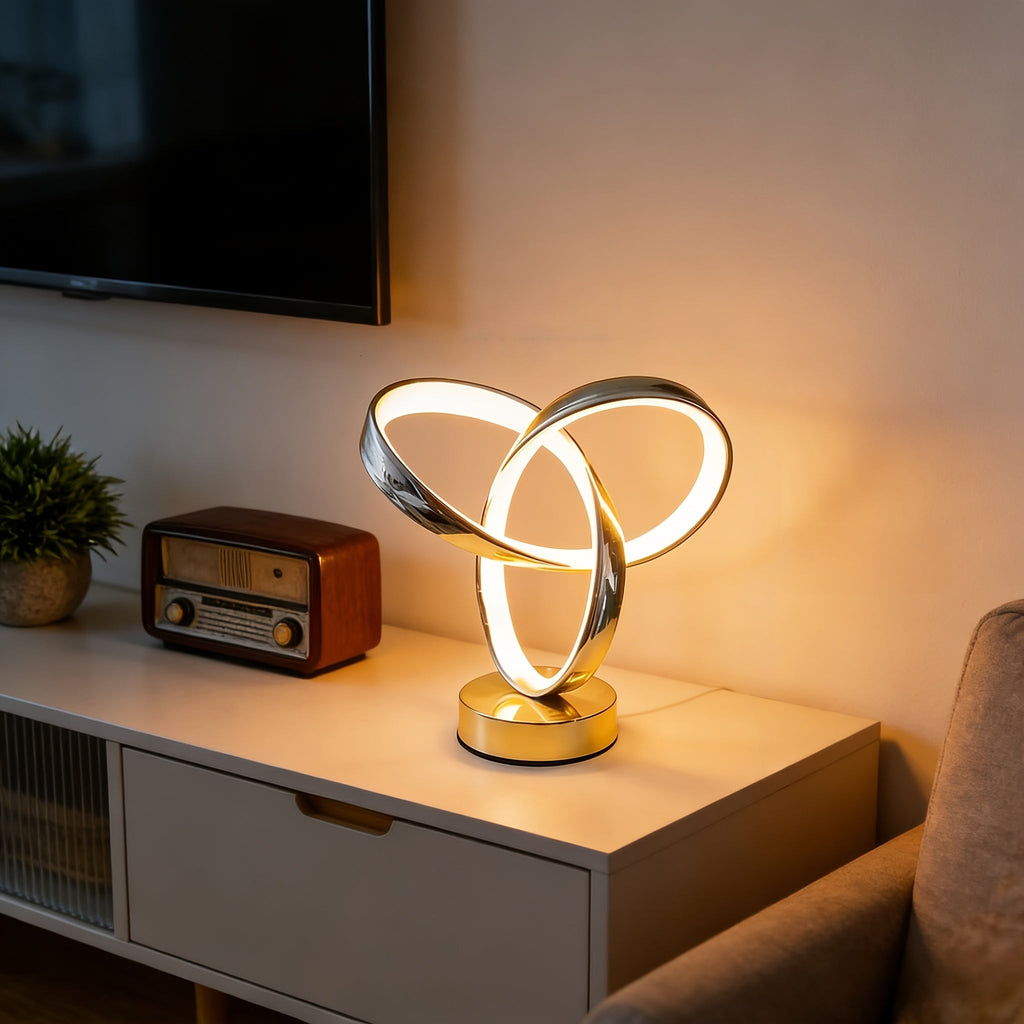 Modern Aluminum Art LED Desk Lamp – 3-Color Dimmable