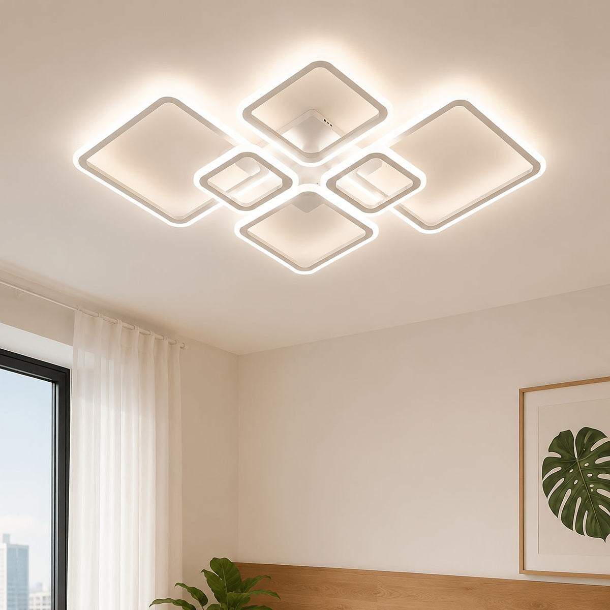 6pcs Grid Shaped Geometric LED Ceiling Light