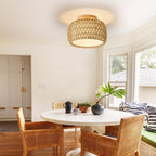 Boho Rattan Flush Mount - Ceiling Lights 12.6 Inch