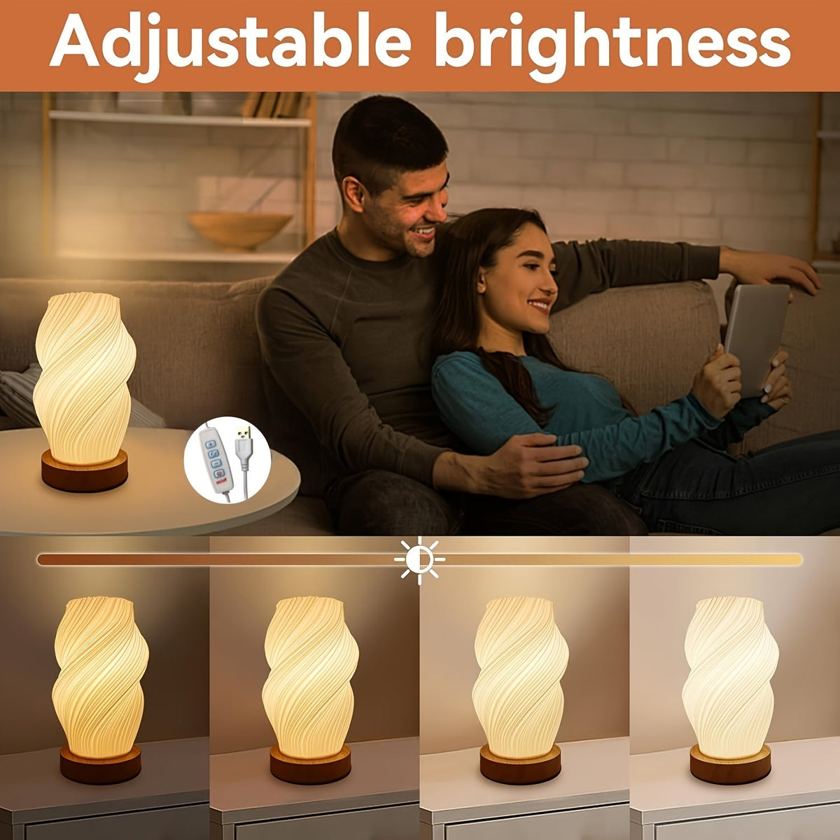 Wooden Base Decorative Table Lamp for Home Bedroom Living Room