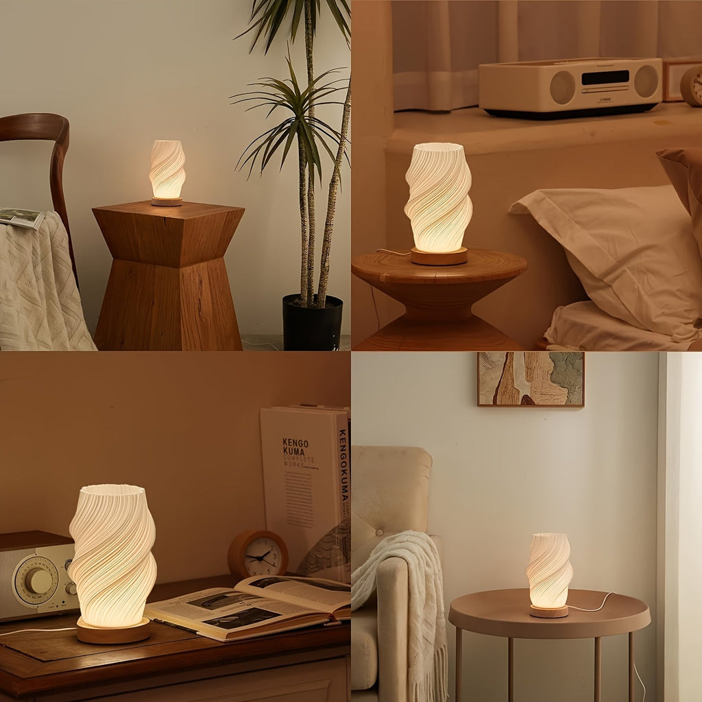 Wooden Base Decorative Table Lamp for Home Bedroom Living Room
