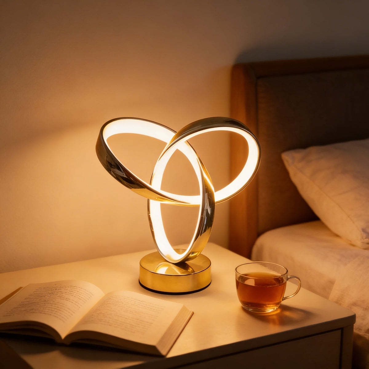 Modern Aluminum Art LED Desk Lamp – 3-Color Dimmable