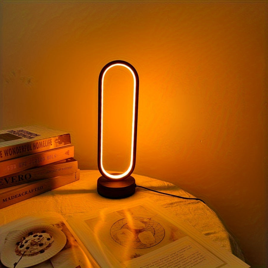Elegant Oval USB Table Lamp – 3-Color Dimmable LED
