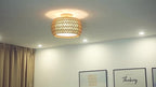 Boho Rattan Flush Mount - Ceiling Lights 12.6 Inch