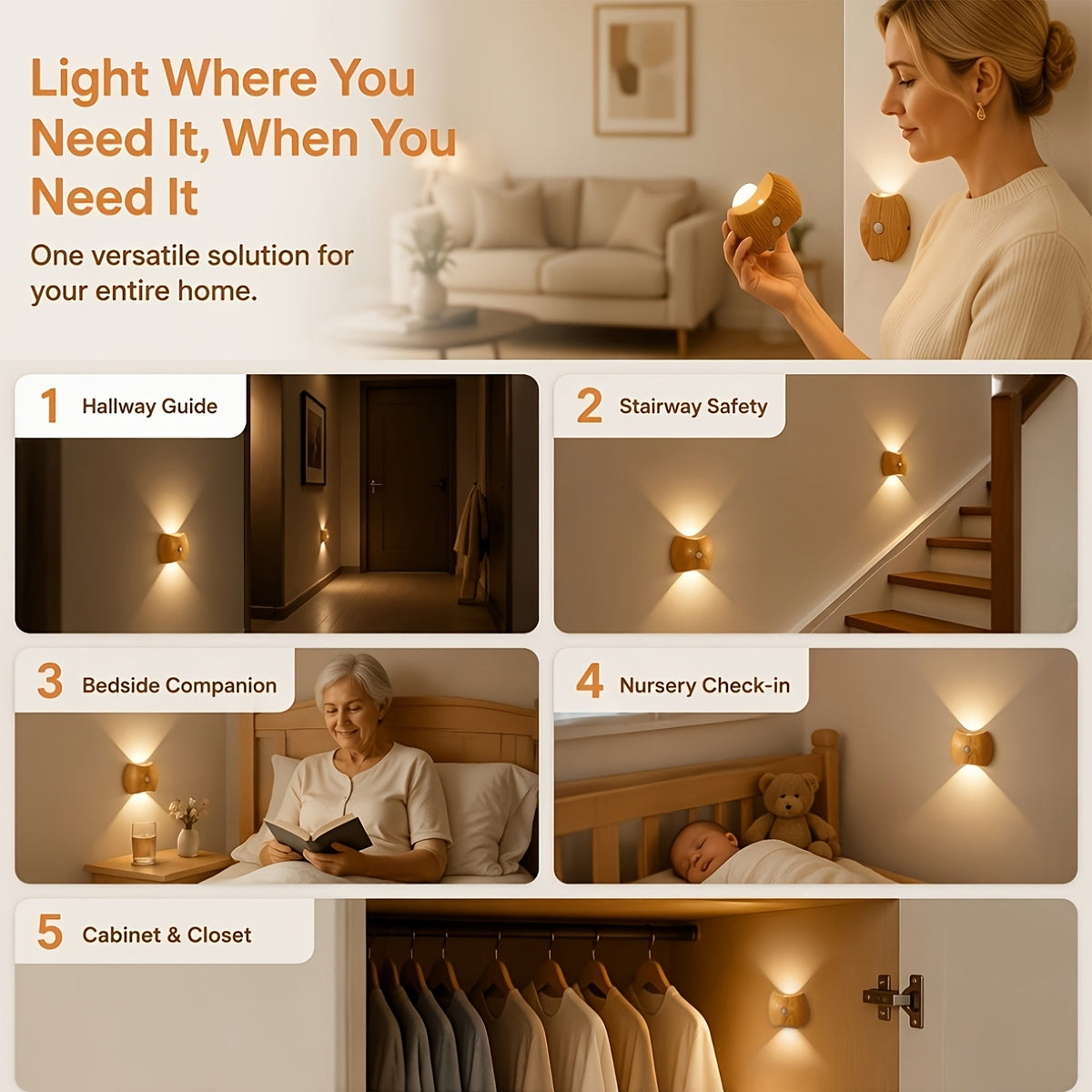 Rechargeable 3 Colors Wireless Up And Down Wall Mount Light