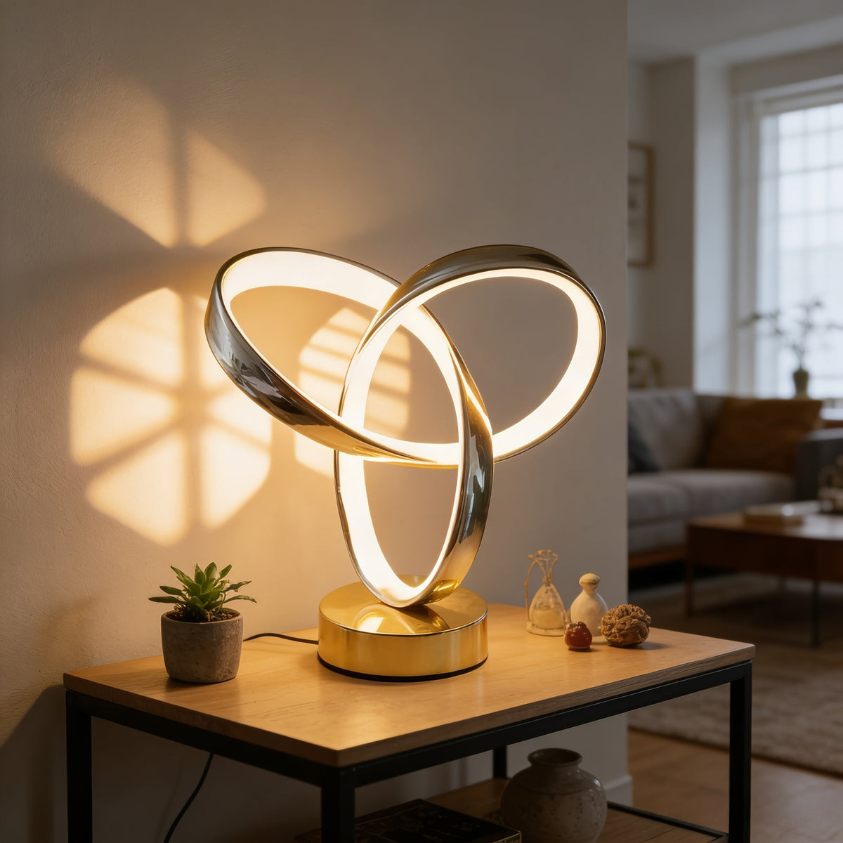 Modern Aluminum Art LED Desk Lamp – 3-Color Dimmable