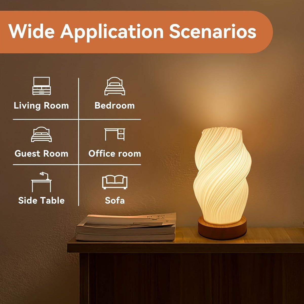 Wooden Base Decorative Table Lamp for Home Bedroom Living Room