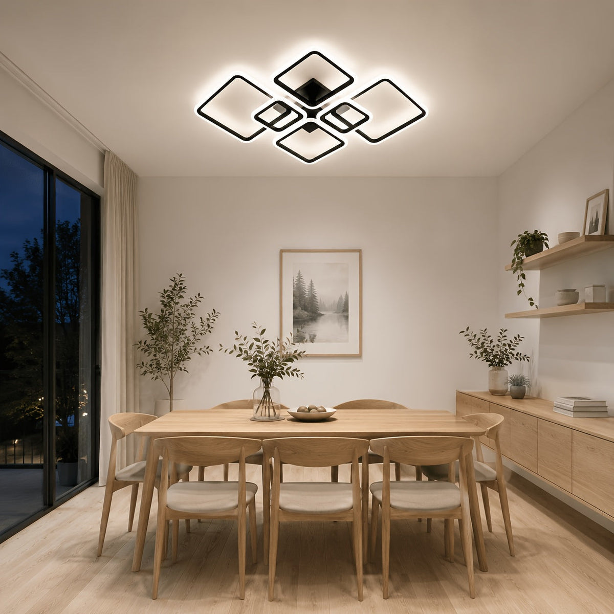 6pcs Grid Shaped Geometric LED Ceiling Light